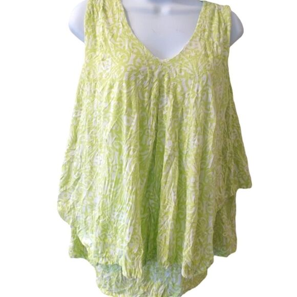 Lulu B lightweight layered crinkle tank top lime green size M - Picture 1 of 7